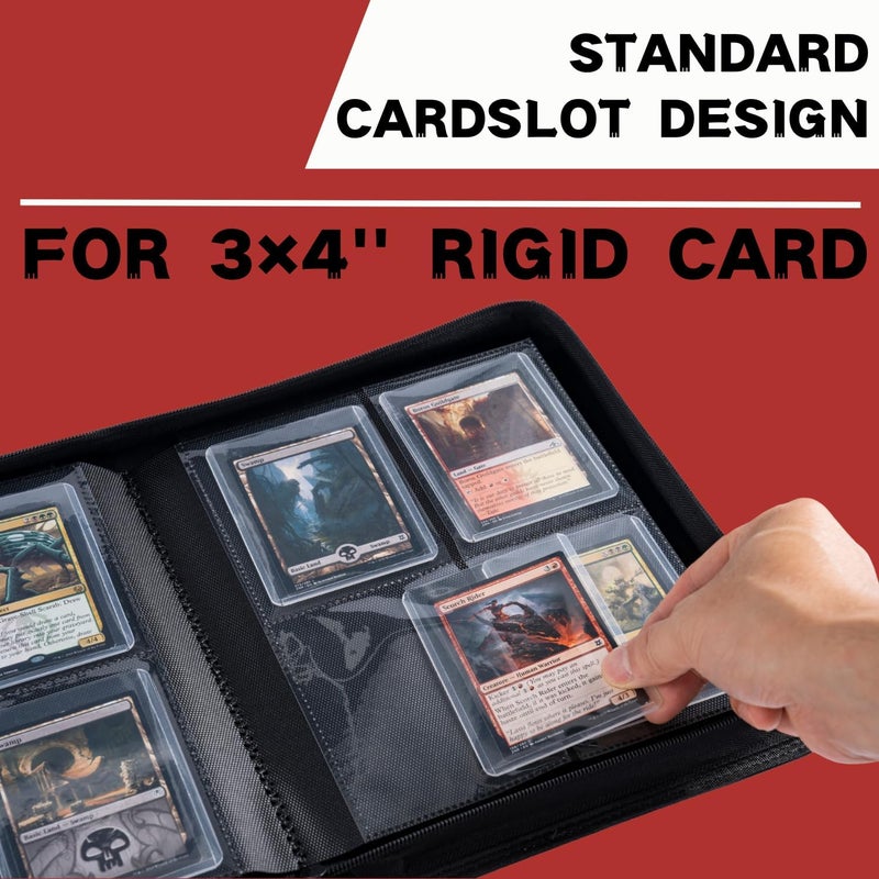 KUOOKING Toploader Binder, Holds 128+ Toploaders, 4 Pocket Top Loader Card Storage Case, Double-Sided Pockets for trading card in 3 x 4'' Toploaders（Red） - Image 5